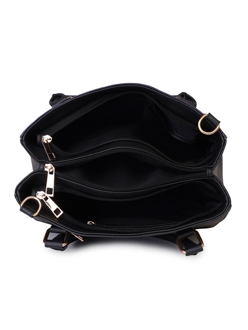 black leatherette (pu) regular handbag - 17527538 - Zoom Image - 3