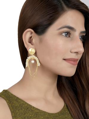gold brass drop earring - 17527587 - Standard Image - 3