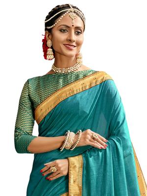 plain bordered saree with blouse - 17527841 - Standard Image - 2