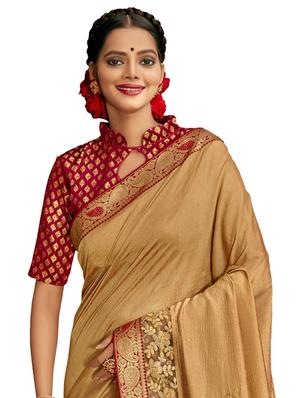 embellished bordered saree with blouse - 17527860 - Standard Image - 2