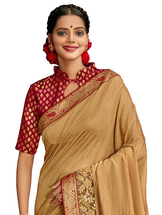 embellished bordered saree with blouse - 17527860 - Zoom Image - 2
