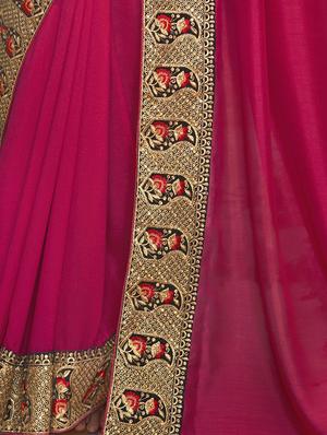 lace bordered plain saree with blouse - 17527893 - Standard Image - 2