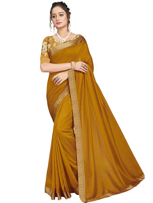 lace bordered plain saree with blouse - 17527951 - Standard Image - 1