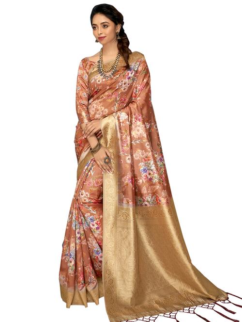 floral printed saree with blouse - 17528026 - Standard Image - 1