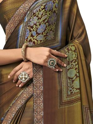 lace detail printed saree with blouse - 17528034 - Standard Image - 2