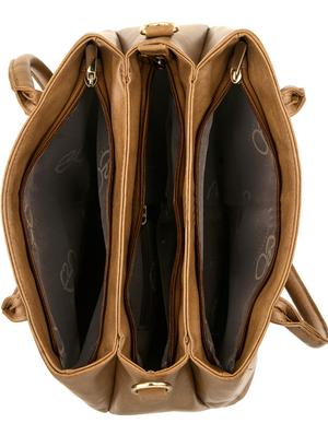 brown leatherette (pu) regular satchel - 17528176 - Standard Image - 3