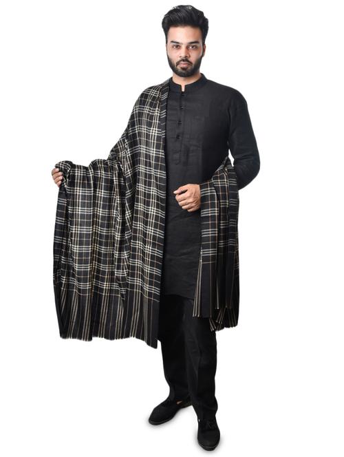 black checkered wool shawl - 17528462 - Standard Image - 1