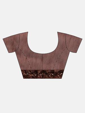 coffee brown solid saree with blouse - 17528593 - Standard Image - 3
