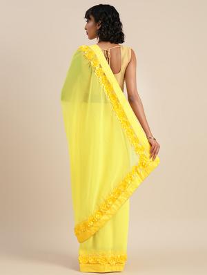 solid bordered saree with blouse - 17528597 - Standard Image - 2