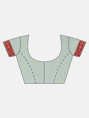embroidered half and half saree with blouse - 17528606 - Standard Image - 3