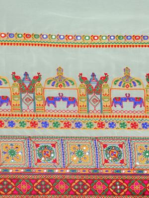 embroidered half and half saree with blouse - 17528606 - Standard Image - 5