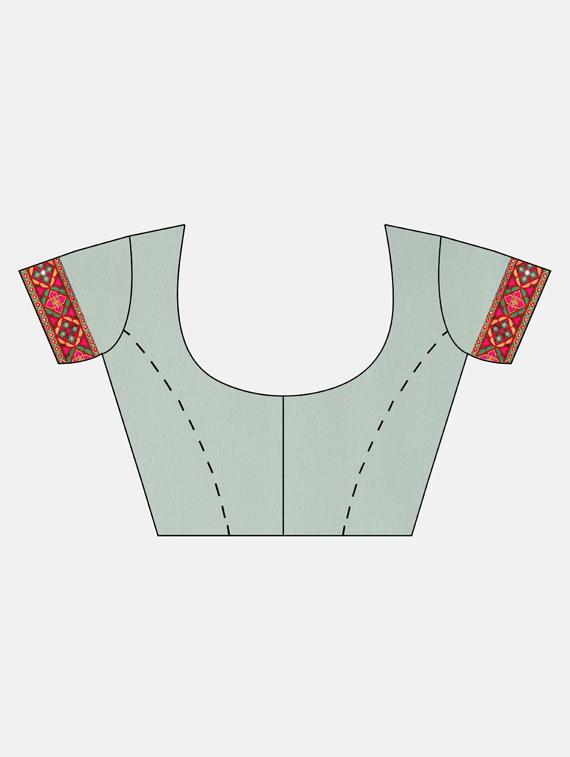 embroidered half and half saree with blouse - 17528606 - Zoom Image - 3