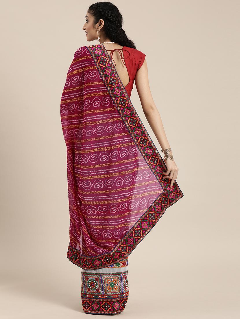bandhani half and half saree with blouse - 17528617 - Zoom Image - 2