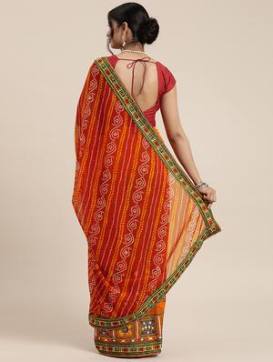 bandhani half and half saree with blouse - 17528618 - Standard Image - 2