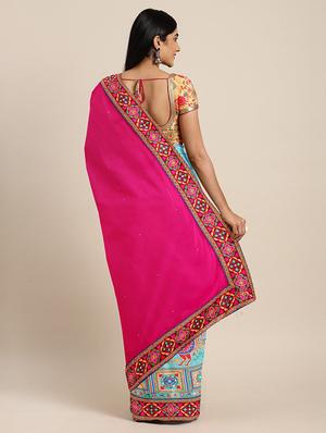 printed half & half saree with blouse - 17528632 - Standard Image - 2