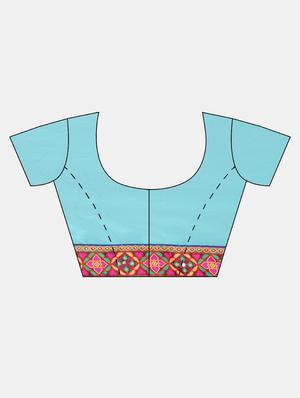 printed half & half saree with blouse - 17528632 - Standard Image - 3