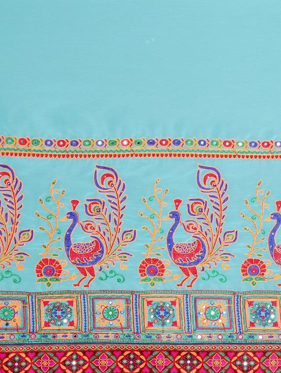 printed half & half saree with blouse - 17528632 - Zoom Image - 4