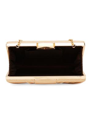 gold leatherette (pu) box clutch - 17528745 - Standard Image - 3