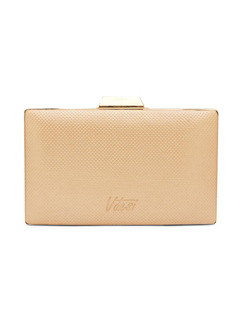 gold leatherette (pu) box clutch - 17528745 - Zoom Image - 2
