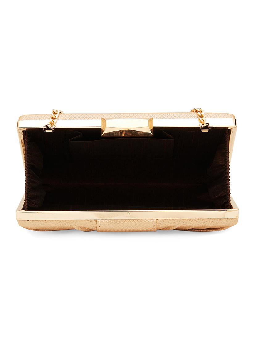 gold leatherette (pu) box clutch - 17528745 - Zoom Image - 3