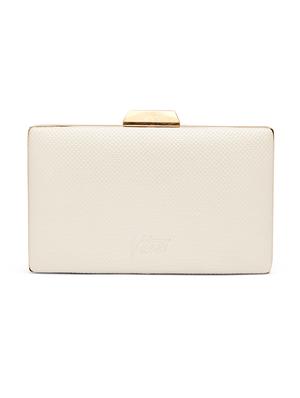 white leatherette (pu) box clutch - 17528746 - Standard Image - 2