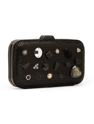black shimmer box clutch - 17528751 - Standard Image - 5