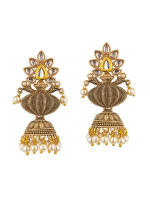 gold brass drop earring - 17528832 - Standard Image - 3