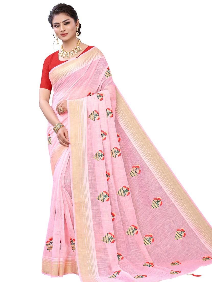 pastel embroidered saree with blouse - 17529310 - Zoom Image - 1