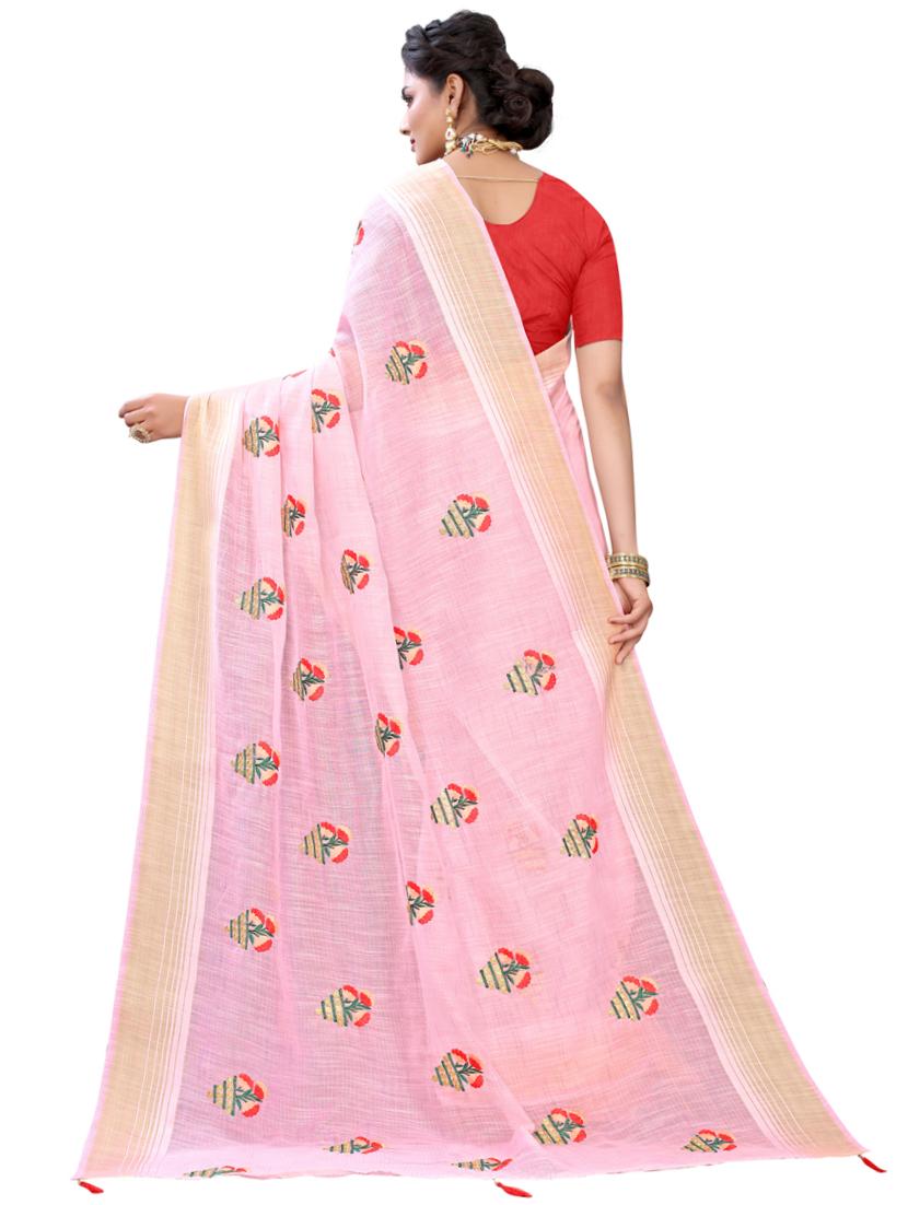 pastel embroidered saree with blouse - 17529310 - Zoom Image - 2