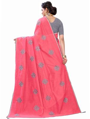 pink embroidered saree with blouse - 17529316 - Standard Image - 2
