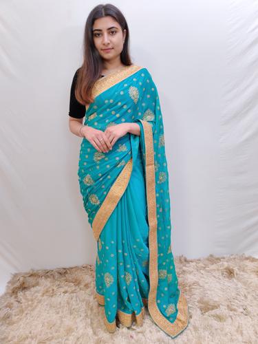 sea green embroidered saree - 17529449 - Standard Image - 1