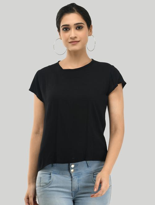 round neck solid top - 17529534 - Very Small Image - 1