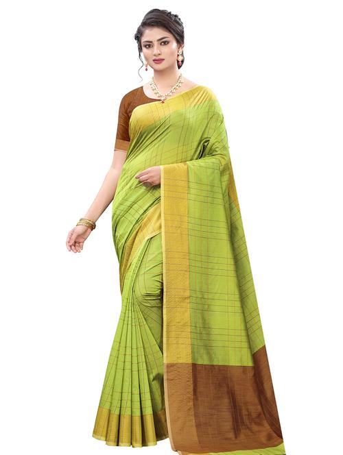 checkered kanjivaram saree with blouse - 17529867 - Standard Image - 1