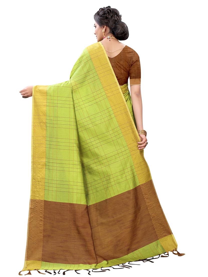checkered kanjivaram saree with blouse - 17529867 - Zoom Image - 2