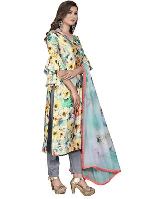 floral semi-stitched suit - 17530180 - Standard Image - 2