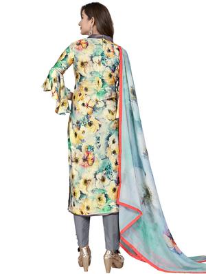 floral semi-stitched suit - 17530180 - Standard Image - 3