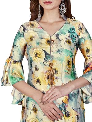 floral semi-stitched suit - 17530180 - Standard Image - 4