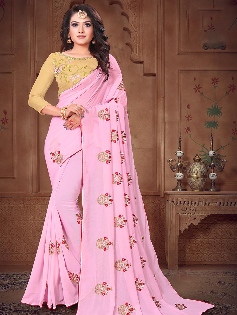pastel embroidered saree with blouse - 17531168 - Zoom Image - 1