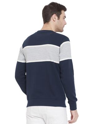 navy blue color block cut & sew sweatshirt - 17531187 - Standard Image - 3