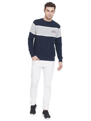 navy blue color block cut & sew sweatshirt - 17531187 - Standard Image - 4