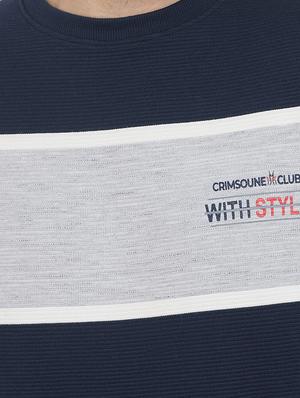 navy blue color block cut & sew sweatshirt - 17531187 - Standard Image - 5
