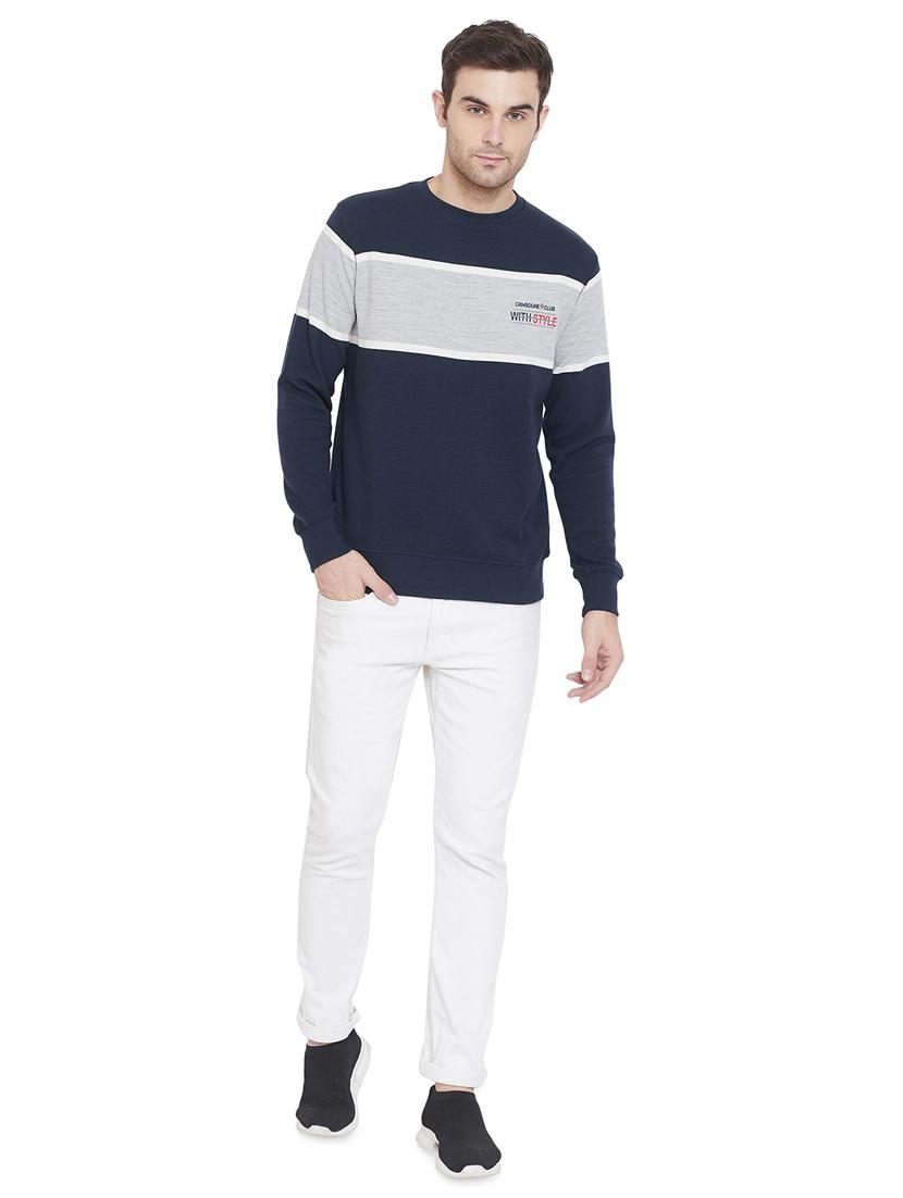 navy blue color block cut & sew sweatshirt - 17531187 - Zoom Image - 4