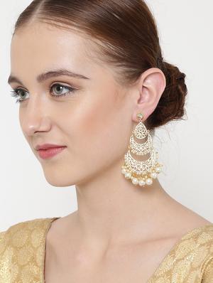 gold brass chandballi earring - 17531218 - Standard Image - 4