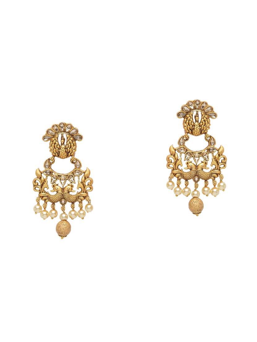 gold metal drop earring - 17531224 - Zoom Image - 2