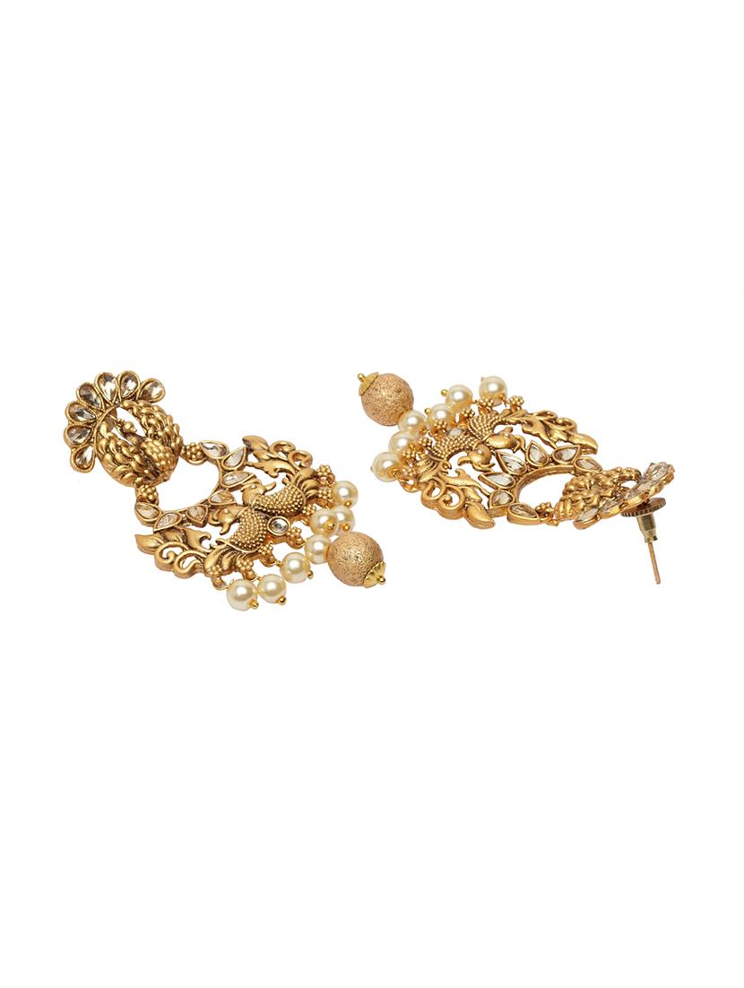 gold metal drop earring - 17531224 - Zoom Image - 4