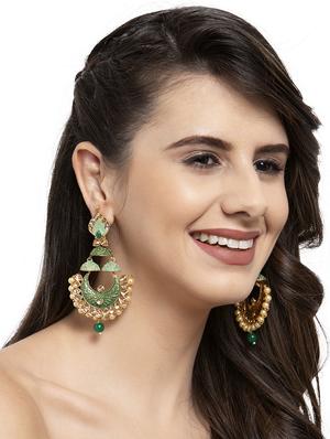 green metal chandellier earring - 17531226 - Standard Image - 4