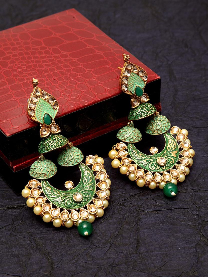 green metal chandellier earring - 17531226 - Zoom Image - 1