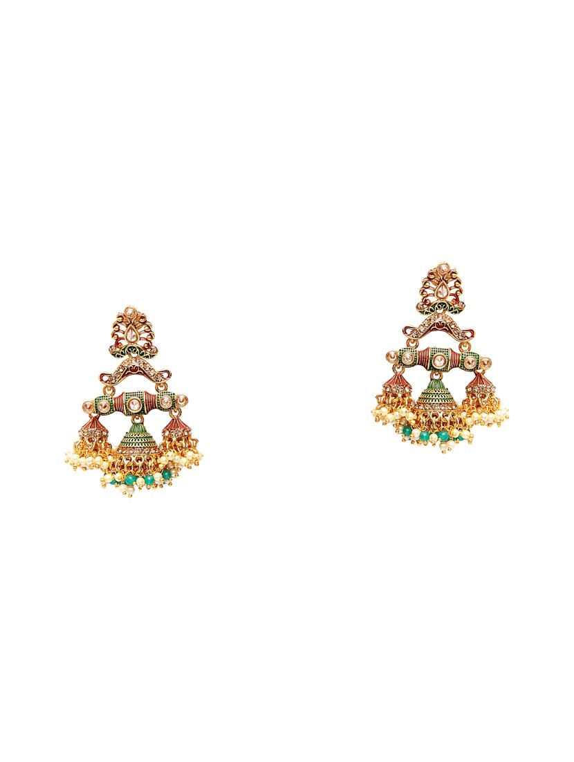 multi colored metal jhumka earring - 17531232 - Zoom Image - 2