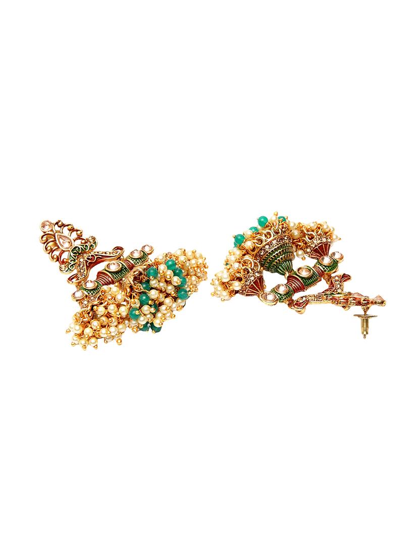 multi colored metal jhumka earring - 17531232 - Zoom Image - 3