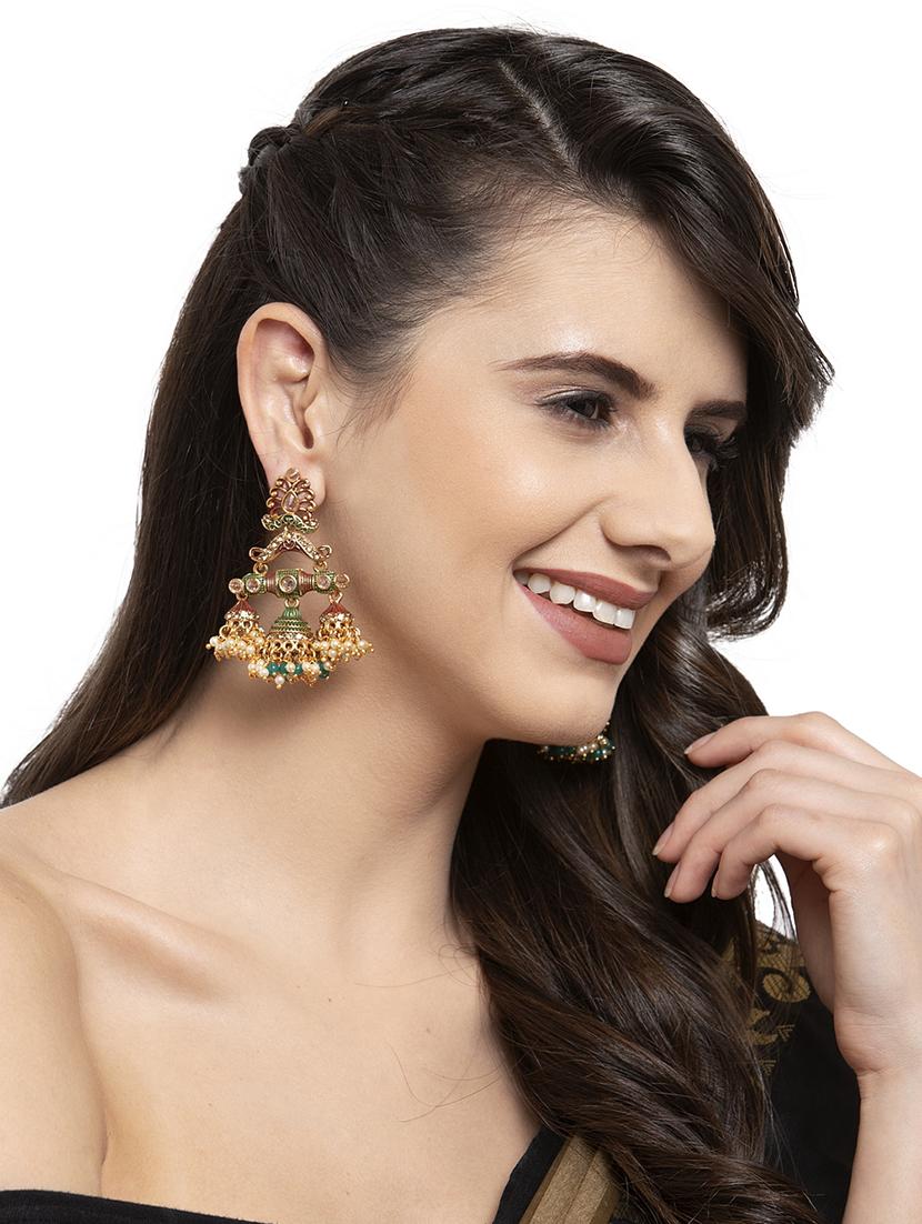 multi colored metal jhumka earring - 17531232 - Zoom Image - 4